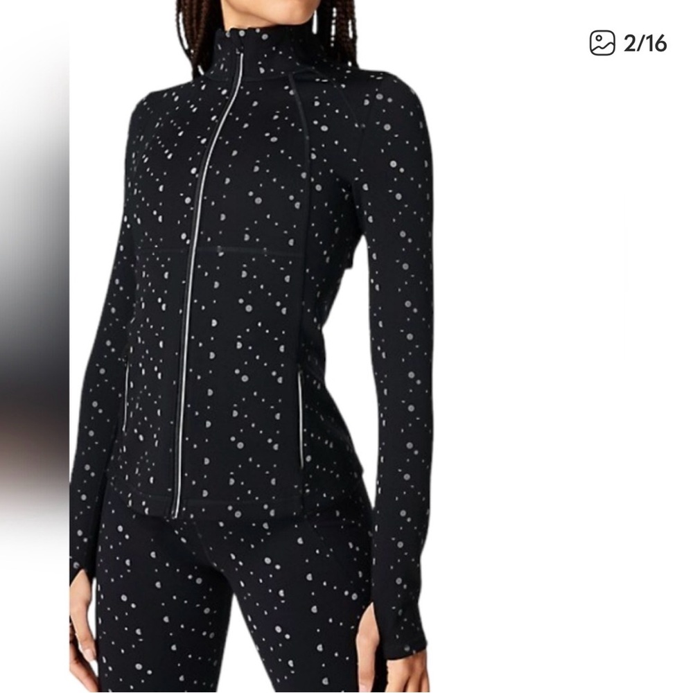 Sweaty Betty Power Boost Black and White Polka Dot Jacket
